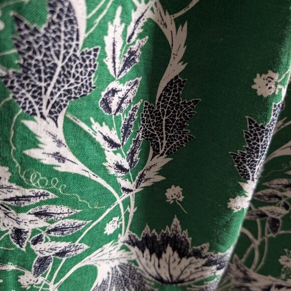 Max Studio London Linen Blend Green Floral Midi Skirt Size Small Pockets Summer - Picture 7 of 14